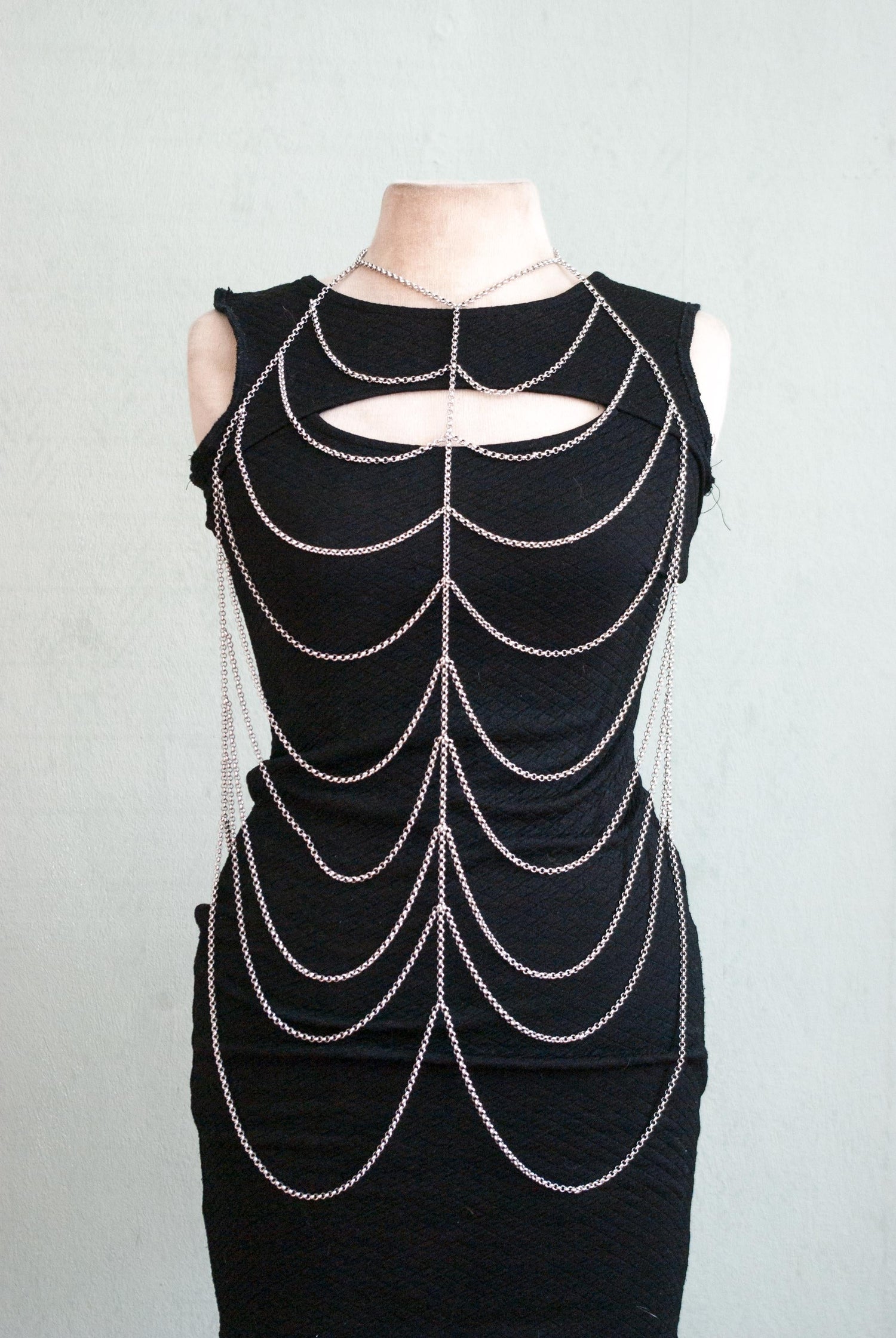 Silver-plated body chain 'Skeleton'. Perfect to add over a dress, or any other outfit. 
