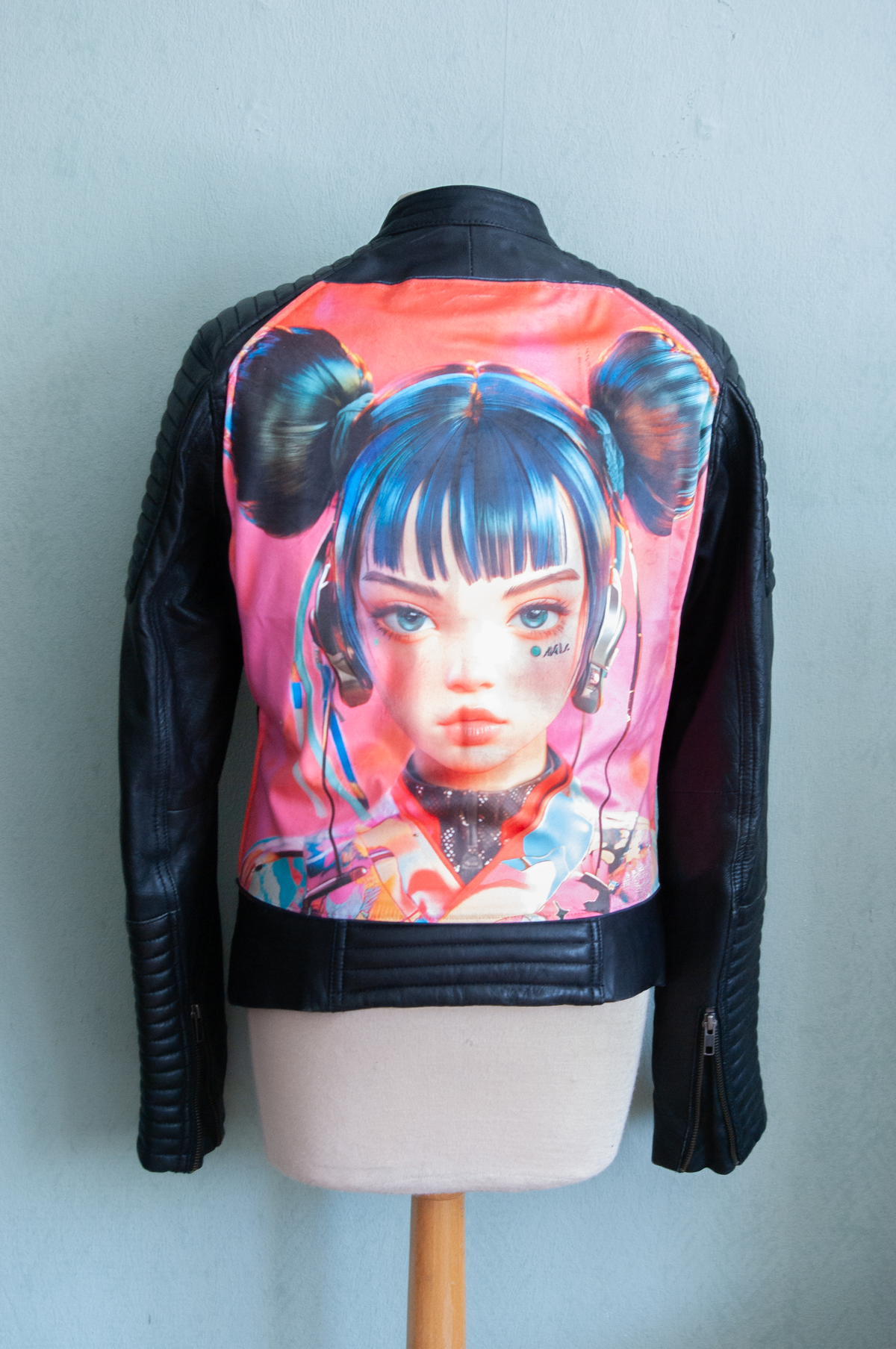 Leather Jacket with Cyber Punk