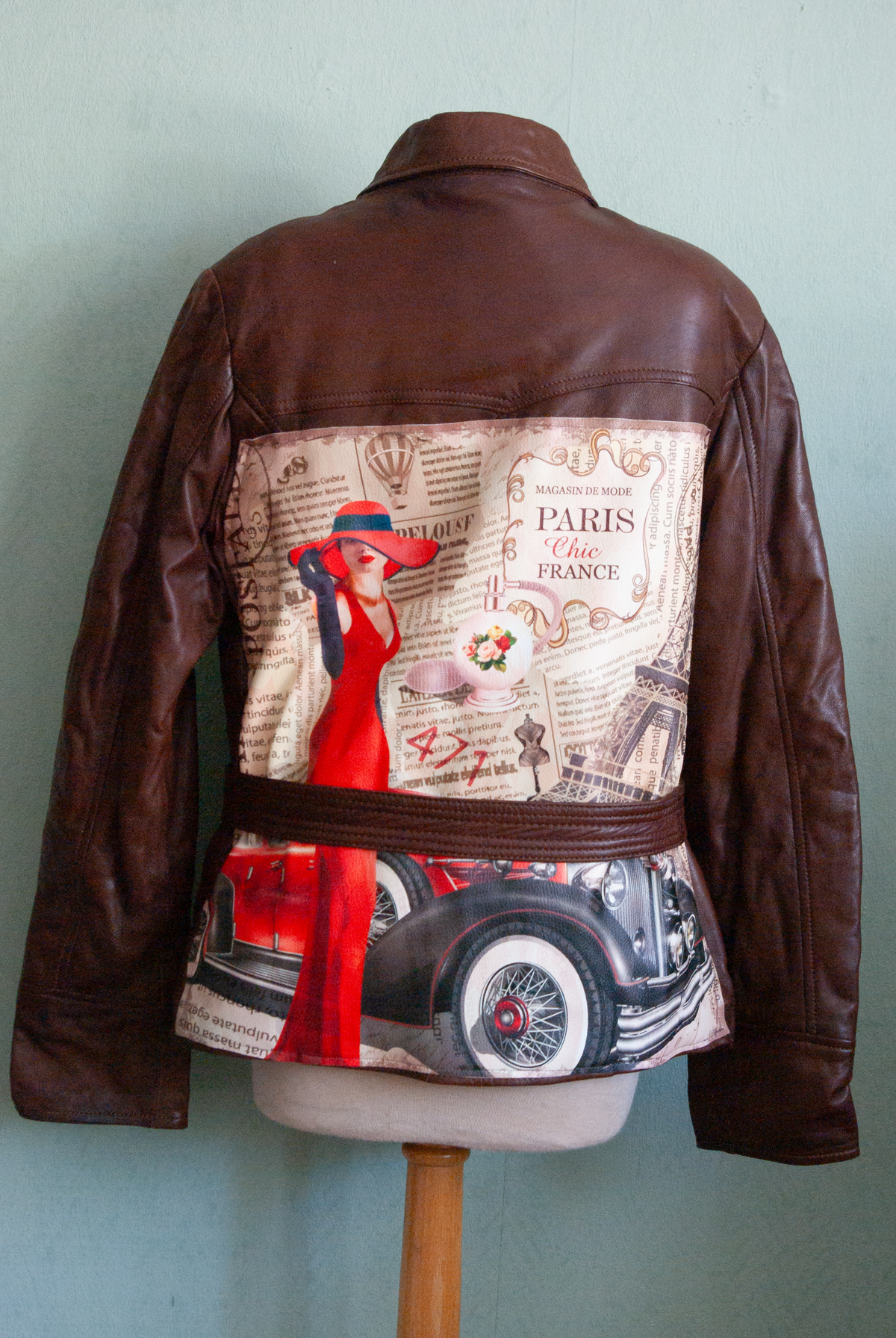 Leather jacket with Paris